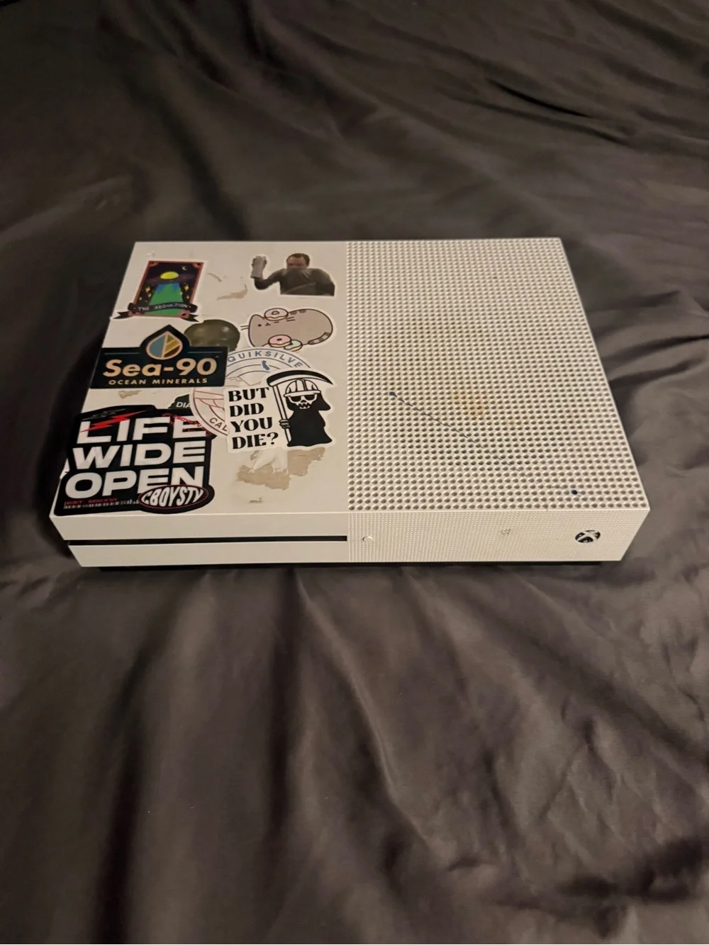 Xbox 1 S White Console with Custom Sticker Accents